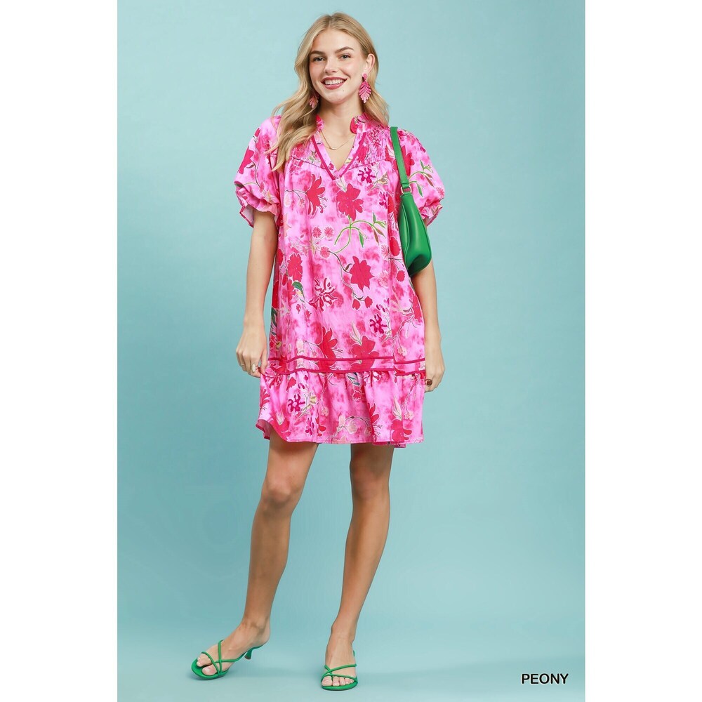 Umgee Floral Ruffle Hem Mini Dress - Picture 4 of 5